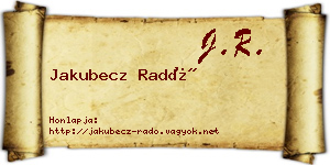 Jakubecz Radó névjegykártya